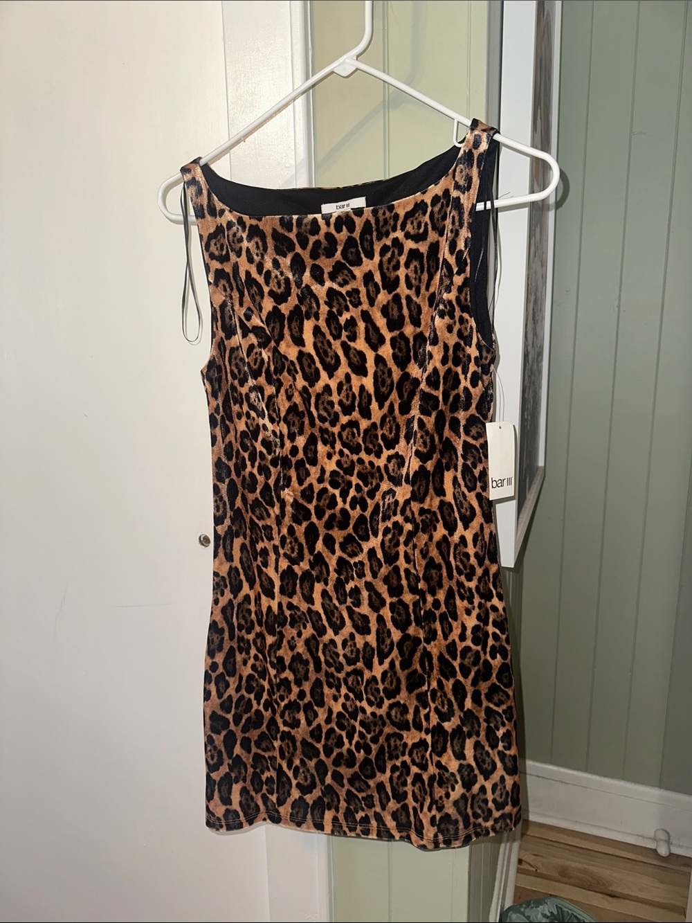 Bar III Leopard Print Sleeveless Velvet Dress - Brown/Black